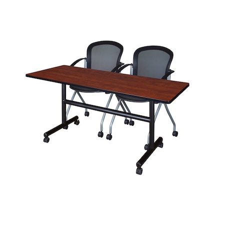 Kobe Rectangle FlipTop Table, 60" W, 29" H, Laminate Top, Cherry MKFT6030CH23BK